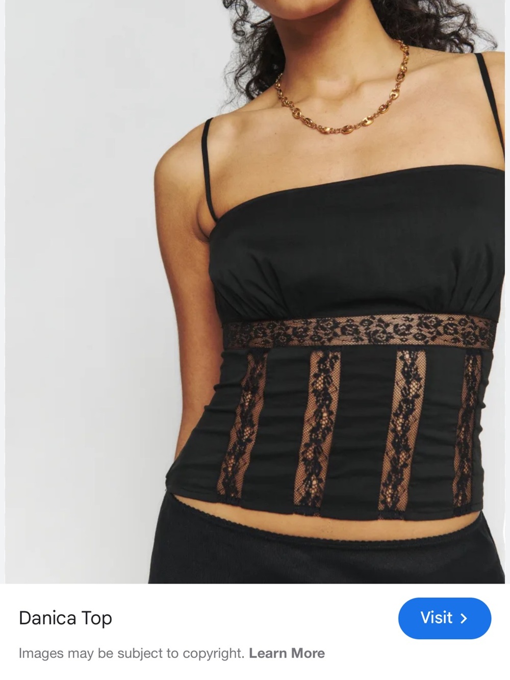 Reformation Black Lace-Panel Danica Crop Top